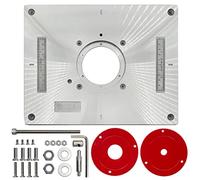 Router de aluminio para mesa de inserción de bancos de madera, router, placa de madera, herramientas de molinillo, máquina de recortar con anillos (rojo 11 pulgadas)
