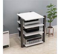 Router WiFi multifunción Sto CabinetOpen MaRack Mesa de tocadiscos móvil de madera para oficina en casa y teatro, color blanco, 27.6 x 21.7 x 35.4 pulgadas