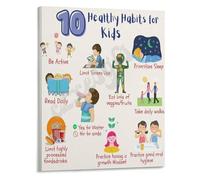 Routine Chart Poster Healthy Habits Educational Wall-Art for Classroom Canvas Print for Childrens Room Bedroom Living Room Decor(Unframed,16x24inch(40x60cm))