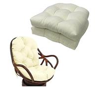 ROUYA Juego De 2 Cojines De Asiento para Sillones De Interior Y Exterior， 48x48m Cojín con Respaldo para Sillas De Terraza. Cojín De Silla Mecedora para Jardín, Cojines Acolchados(Blanc)