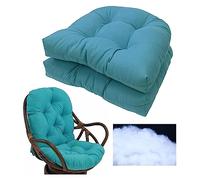 ROUYA Juego De 2 Cojines De Asiento para Sillones De Interior Y Exterior， 48x48m Cojín con Respaldo para Sillas De Terraza. Cojín De Silla Mecedora para Jardín, Cojines Acolchados(Blue 1)