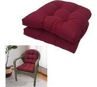 ROUYA Juego De 2 Cojines para Sillas De Exterior, 19" X 19" Recambio Impermeable En Forma De U Silla De Mimbre Tapizada Asientos De Jardín para El Hogar Asiento De Dos Plazas Marts(Red2)