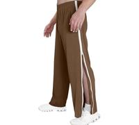 ROUYA Tracksuit Bottoms Men Athletic Casual Jogger Sweatpants Outdoor Straight Legs Pants En's Training Trousers with Full-Length Zip Jogging Trousers Lightweight Workout Yoga Trousers(Light Brown,L)
