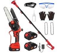 Rouzin Sierra de podar telescópica con batería con 2 baterías de 3000 mAh, 2 en 1, sierra de podar eléctrica con barra de extensión segmentada, mini motosierra con batería, motor sin escobillas, para