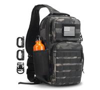 Rover Sling Pack - Mochila táctica con soporte para botellas, bolsa cruzada para el pecho, Camo Negro, 13L, Táctica