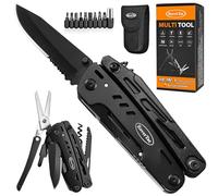 RoverTac Cuchillo de Bolsillo Multiherramienta Camping Cuchillo Regalos para Hombres Papá Esposo 18 en 1 Multi Herramienta Cuchillo Alicates Tijeras Sierra Sacacorchos 9-Pack Destornilladores