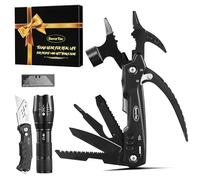 RoverTac Juego de herramientas múltiples: martillo multiherramienta 12 en 1, linterna LED, cuchillo utilitario en caja de regalo premium, equipo de supervivencia para camping, regalo multiherramienta