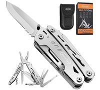 RoverTac Multiherramienta Navaja de bolsillo Cuchillo de camping 2.95'' Hoja Regalos para hombres Papá Marido 18 en 1 Multiherramienta Alicates Tijeras Sierra Sacacorchos Abridor de botellas