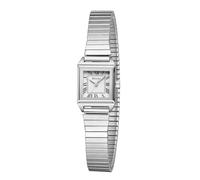 Rovixs Gold Petite Easy Reader - Reloj analógico vintage para mujer con banda de expansión de acero inoxidable, resistente al agua, plateado, S(5.51"-7")