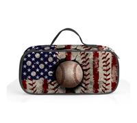ROVOZAR Estuche para lápices de béisbol, caja de lápices de béisbol con bandera estadounidense para niños, bolsa deportiva de gran capacidad con compartimentos con cremallera para la escuela y la