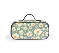ROVOZAR Estuche para lápices de margaritas, caja de lápices de margaritas para niños, bolsa pequeña para bolígrafos, bolsa de flores de gran capacidad con compartimentos con cremallera para la escuela