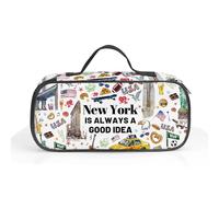 ROVOZAR Estuche para lápices de Nueva York, estuche de viaje de Nueva York para niños, bolsa de gran capacidad para amantes de Nueva York con compartimentos con cremallera para la escuela y la oficina