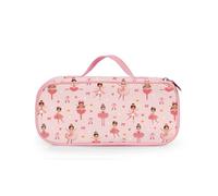 ROVOZAR Estuche rosa para lápices de ballet para niñas, caja de lápices para bailarina de ballet para niños, bolsa de gran capacidad con compartimentos con cremallera para la escuela y la oficina