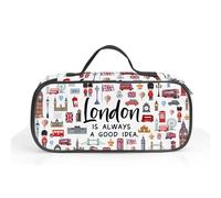 ROVOZAR London - Estuche para lápices, estuche de viaje para niños, bolsa de gran capacidad para amantes de Londres, con compartimentos con cremallera para la escuela y la oficina