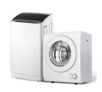 ROVSUN - Juego de lavadora completamente automático y secadora de ropa portátil de 18 libras, juego compacto de lavandería y secadora con tina interior de acero inoxidable, para apartamentos,