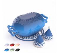 ROVSUN Olla de Hierro Fundido Esmaltado para Hornear Pan, 4,7L, Azul | Cocotte Ovaladacon Tapa, 260 °C, Apta para Inducción y Horno