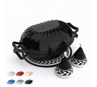 ROVSUN Olla de Hierro Fundido Esmaltado para Hornear Pan, 4,7L, Negro | Cocotte Ovaladacon Tapa, 260 °C, Apta para Inducción y Horno