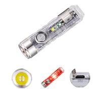 RovyVon Linterna EDC recargable A8 de 4ª generación USB C, 650 lúmenes, llavero pequeño brillante, mini linterna de lúmenes altos, 365 nmU/luz lateral roja/blanca, clip magnético y base trasera