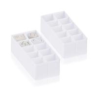 ROW&LINE® - Organizador para el hogar - 10 compartimentos extra altos para ropa, cambiador y accesorios - Cajas de almacenamiento de tela - Duraderas y para armario y cajones - Blanco - Tamaño: 2x M+