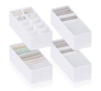 ROW&LINE® - Set organizador de armario - Compartimentos extra altos para ropa y accesorios - Almacenamiento de prendas de tela - para armarios y cajones - Blanco - Tallas: 2x S | 1x M+ | 1x L