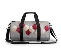 Row of Red and White Balloons - Bolsa de viaje para gimnasio y gimnasio para mujeres y hombres, bolsa de lona cilíndrica con correa para el hombro