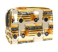 Row of School Bus Neceser para mujer, neceser de viaje, bolsa grande de PVC, organizador de maquillaje con cremallera, multicolor, 18.5x7.5x13cm/7.3x3x5.1in, Neceser