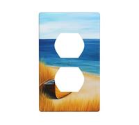 Rowboat On Empty Beach Outlet Cover Light Switch Cover Decorativo 1 Gang Placa de pared para Cocina Habitación Baño Tamaño 7 x 11,4 cm