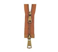 ROWCES 5# Coloridos Deslizadores Dobles de Extremo Abierto Cremallera de Metal de Cobre Cremallera de 2 vías para Accesorios de Costura de Ropa, Marrón, 40cm
