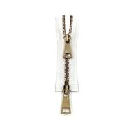 ROWCES 5# Coloridos Deslizadores Dobles de Extremo Abierto Cremallera de Metal de Cobre Cremallera de 2 vías para Accesorios de Costura de Ropa, Blanco, 60cm