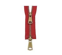 ROWCES 5# Coloridos Deslizadores Dobles de Extremo Abierto Cremallera de Metal de Cobre Cremallera de 2 vías para Accesorios de Costura de Ropa, Vino Rojo, 60cm