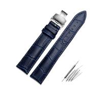 ROWCES Correa de reloj de cuero azul oscuro, pulsera de reloj de 14mm - 23mm, accesorios para reloj + herramientas de instalación, 21mm
