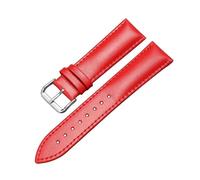 ROWCES Correa de reloj de cuero de 12mm a 24mm, pulseras de repuesto para relojes para hombres y mujeres con herramientas de instalación, Rojo, 16mm
