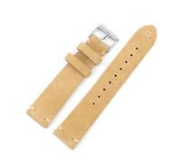 ROWCES Correa de reloj de cuero de ante, pulsera de repuesto Vintage gris de 18mm - 24mm, correa de reloj con costuras hechas a mano, Beige, 20mm