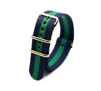 ROWCES Correa de reloj de nailon, correa de reloj de lona a rayas, pulsera de 18mm, 20mm, 22mm y 24mm con hebilla dorada, 18mm