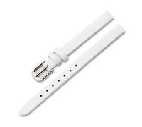 ROWCES Correas de reloj de cuero para mujer, tamaño pequeño, pulsera de reloj de 6mm - 17mm con hebilla plateada de acero inoxidable, Blanco, 6mm