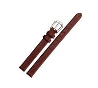 ROWCES Correas de reloj de cuero para mujer, tamaño pequeño, pulsera de reloj de 6mm - 17mm con hebilla plateada de acero inoxidable, Marrón, 12mm