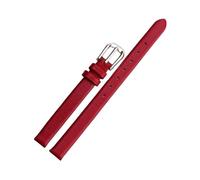 ROWCES Correas de reloj de cuero para mujer, tamaño pequeño, pulsera de reloj de 6mm - 17mm con hebilla plateada de acero inoxidable, Rojo, 15mm