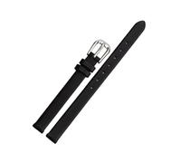 ROWCES Correas de reloj de cuero para mujer, tamaño pequeño, pulsera de reloj de 6mm - 17mm con hebilla plateada de acero inoxidable, Negro, 16mm