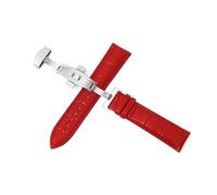 ROWCES Correas de reloj de cuero, pulsera de reloj de 12mm - 24mm, cierre automático de doble presión para accesorios de reloj de hombre, Rojo, 14mm