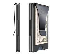 Rowdy Parrot ElasTech™ - Carteras tácticas para hombre, bloqueo RFID, mecanizado CNC, cuero de grano superior y aluminio de grado aeroespacial, cartera delgada minimalista con clip para dinero, caja