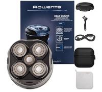 Rowenta Afeitadora de Cabeza Barber Experience, 5 cabezales con cuchillas de recubrimiento de titanio, apura hasta 0,1 mm, autonomía 80 min, resistente al agua, incluye toalla de microfibra, TN3180OM