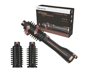 Rowenta Cepillo Moldeador de Aire Profesional con Programas, Cerdas Naturales, Rotación y Rejilla Trasera Extraíble, Secador, con Keratina y Sistema Iónico para Mayor Brillo, Color Negro/Cobre