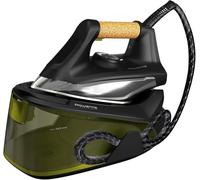 Rowenta Easy Steam - Centro de planchado, Alta presión 6 bares, Golpe de vapor 270 g/min, Vapor continuo 110 g/min, Suela Airglide con depósito de 1.4 L, Modo Eco, Negro/Verde, VR7360