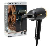 Rowenta Express Style - Secador de pelo para viaje de 1600W, función Eco, tecnología avanzada, reduce encrespamiento, 220-240V, golpe de aire frío, incluye concentrador, negro y dorado, CV1811