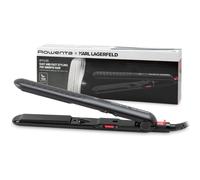 Rowenta x Karl Lagerfeld Extra Liss SF411L-Plancha de pelo con Recubrimiento de Keratina, Turmalina, pantalla LED, apagado autómatico, negro, 9 cm x 4.5 cm