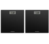 Rowenta Premiss - Báscula de baño con Pantalla LCD, diseño fino de 2cm de alto, hasta 150 kg y 100 gr precisión, encendido y apagado automático, Negro BS1400 (Paquete de 2)