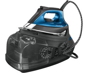 Rowenta Silence Steam Pro, Centro de planchado vertical, 7.5 bares, golpe de vapor de 480g/min, tecnología silenciosa, desinfecta, vapor con caldera, Color Gris y Azul, DG9160
