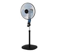 Rowenta Ventilador de pie Essential+ antimosquito VU4420 flujo de aire de 55 m3/min, 3 velocidades, alto rendimiento, oscilación automática, orientación y altura ajustables, 54 dB(A), negro