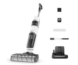 Rowenta X-Clean 5, Aspiradora Fregona Eléctrica Sin Cable, Blanco | Tecnología Wet & Dry, Aspira y friega 2 en 1, Luces led para detectar Polvo en rincones, Secado en Caliente, GZ5557