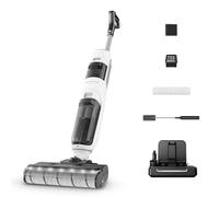 Rowenta X-Clean 5, Aspiradora Fregona Eléctrica Sin Cable con Tecnología Wet & Dry, Aspira y friega 2 en 1, Luces led para detectar polvo en rincones, Secado en caliente, Blanco, GZ5557EE